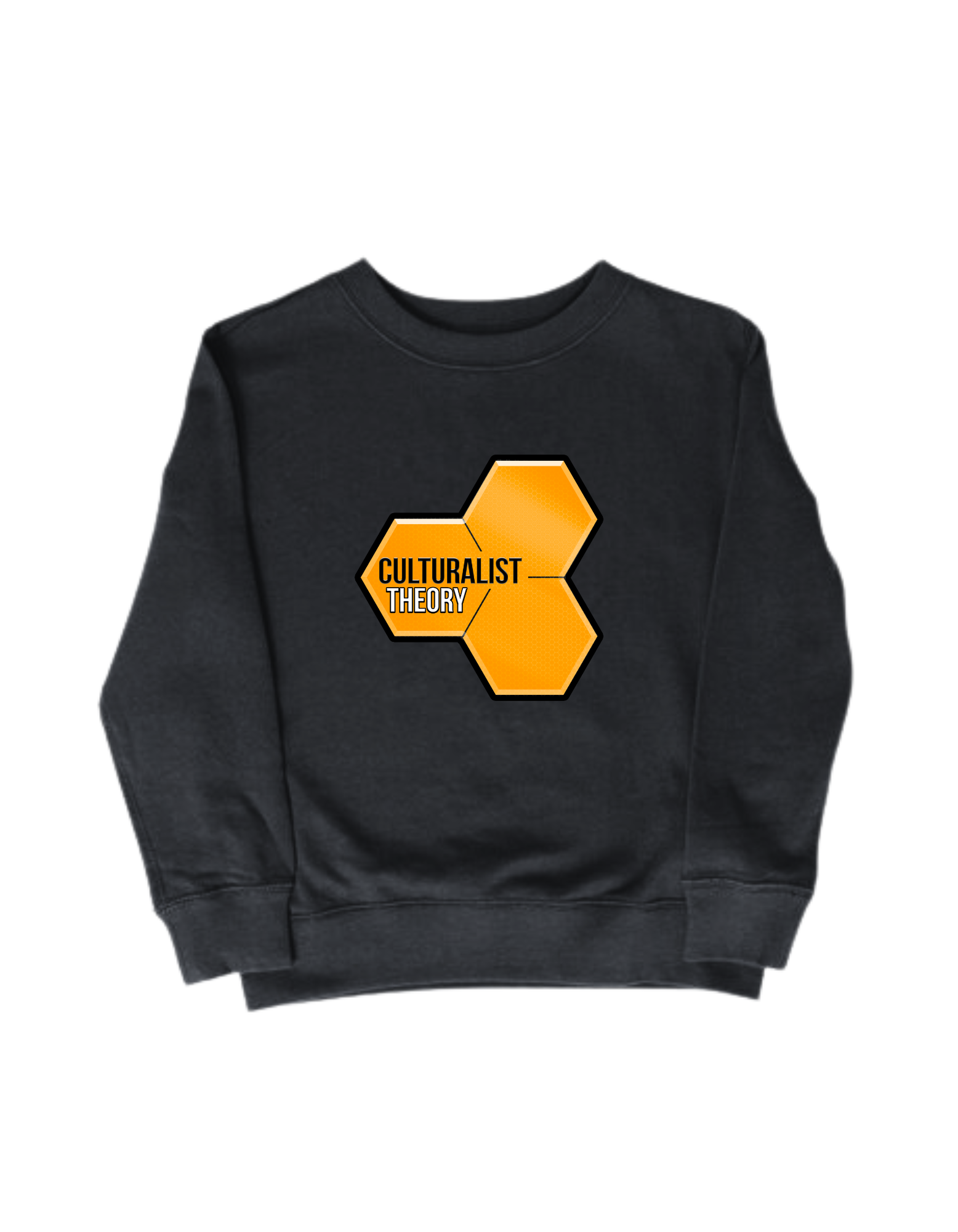 Culturalist Theory Oversized OG Logo on Black Crew Neck No Background