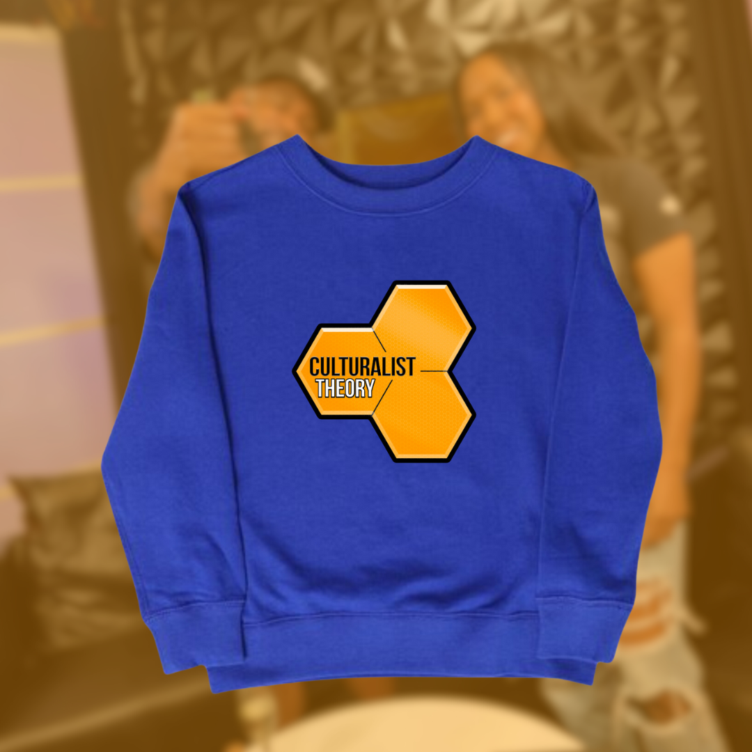 Culturalist Theory Oversized OG Logo on Blue Crew Neck 