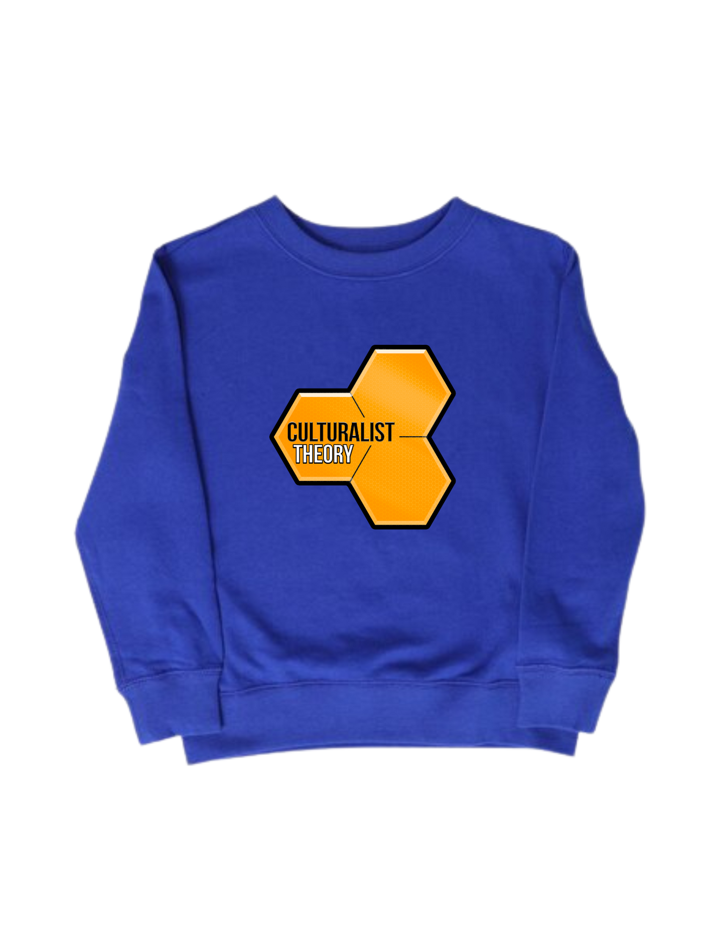 Culturalist Theory Oversized OG Logo on Blue Crew Neck No Background