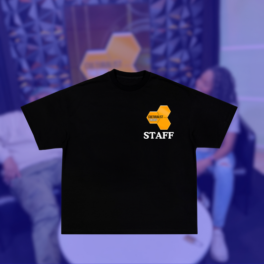 Culturalist Theory Logo + Staff Graphic on Black Short-Sleeved Tee